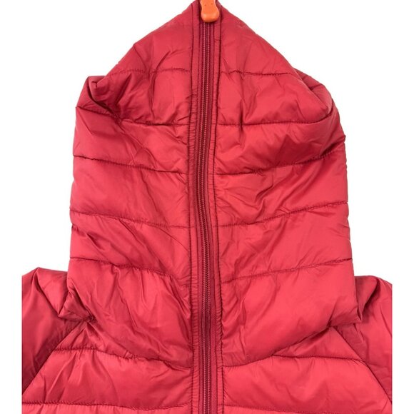 Save The Duck Jacket Womens Size Large Red Ultra Light Plumtech Hood Puffer - Picture 4 of 13